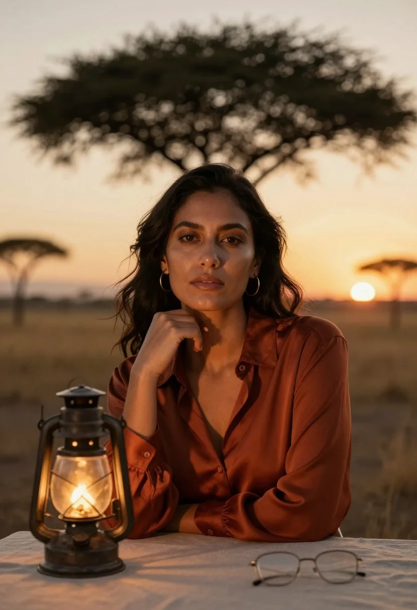 AI safari sample — portrait of a woman, head-and-shoulders portrait of a Latina