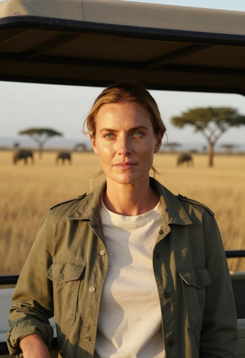 AI safari sample — portrait of a woman, head-and-shoulders portrait of a Wester