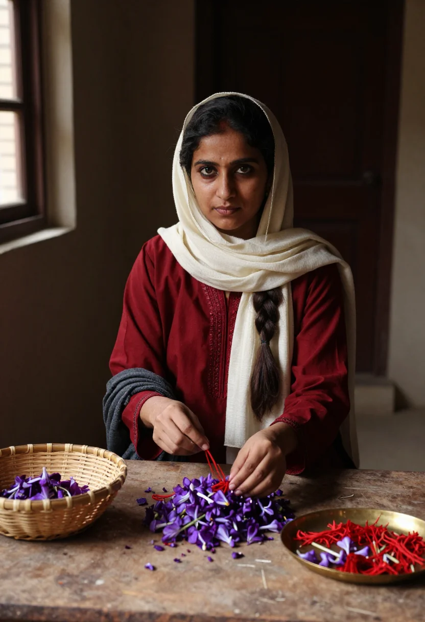 AI saffron dawn sample — portrait of a woman, three-quarter-length portrait of a Kash