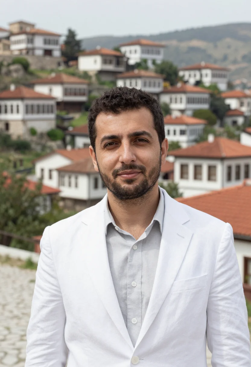 AI safranbolu architect ottoman timber plaster sample — portrait of a man, an architect in his late thirties, of Tur