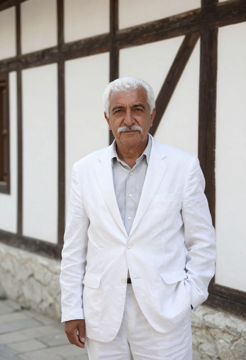 AI safranbolu architect ottoman timber plaster sample — portrait of a man, an architect in his late fifties, of Turk