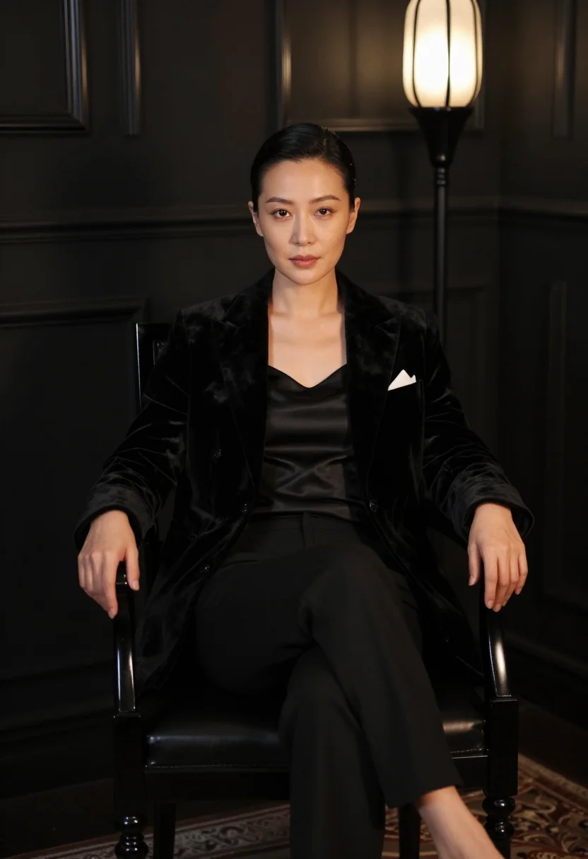 AI saint laurent black sample — portrait of a woman, three-quarter-length portrait of an Eas