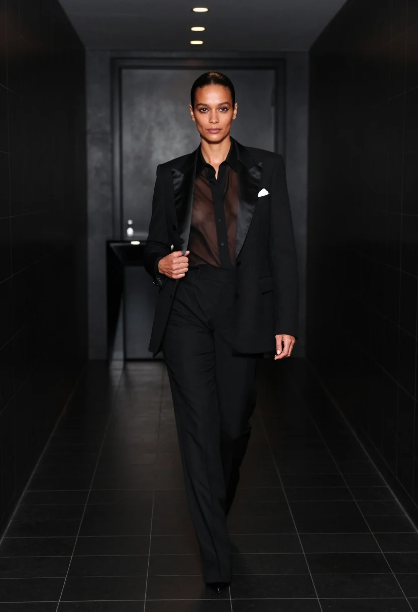 AI saint laurent black sample — portrait of a woman, full-length portrait of a woman with de