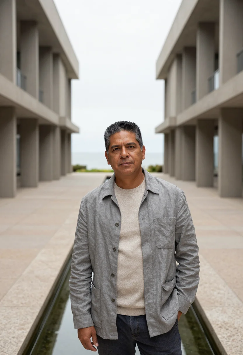 AI salk scientist travertine sample — portrait of a man, half-length portrait of a Latino man in h
