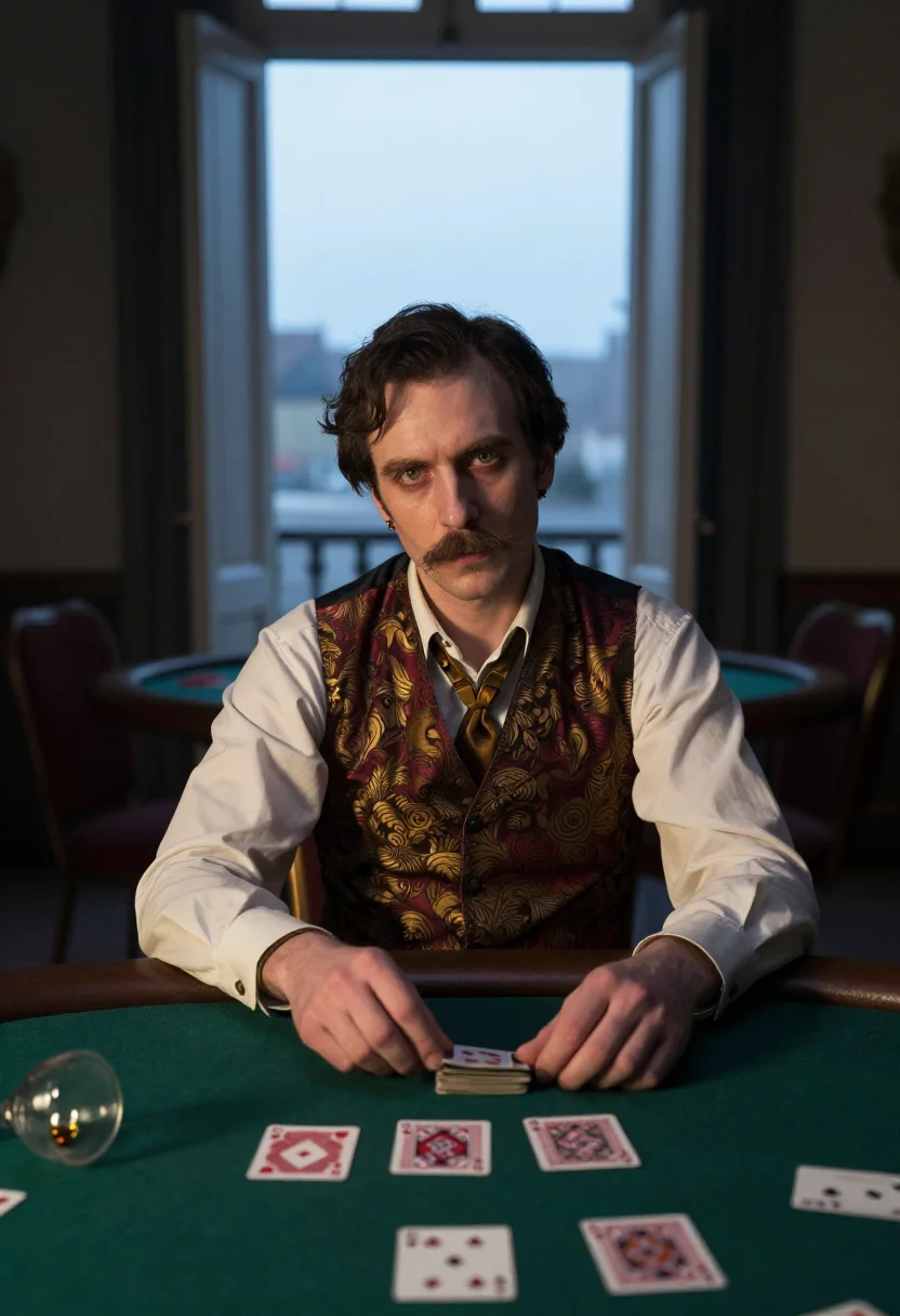 AI saloon gambler sample — portrait of a man, half-length portrait of a Western-Europea