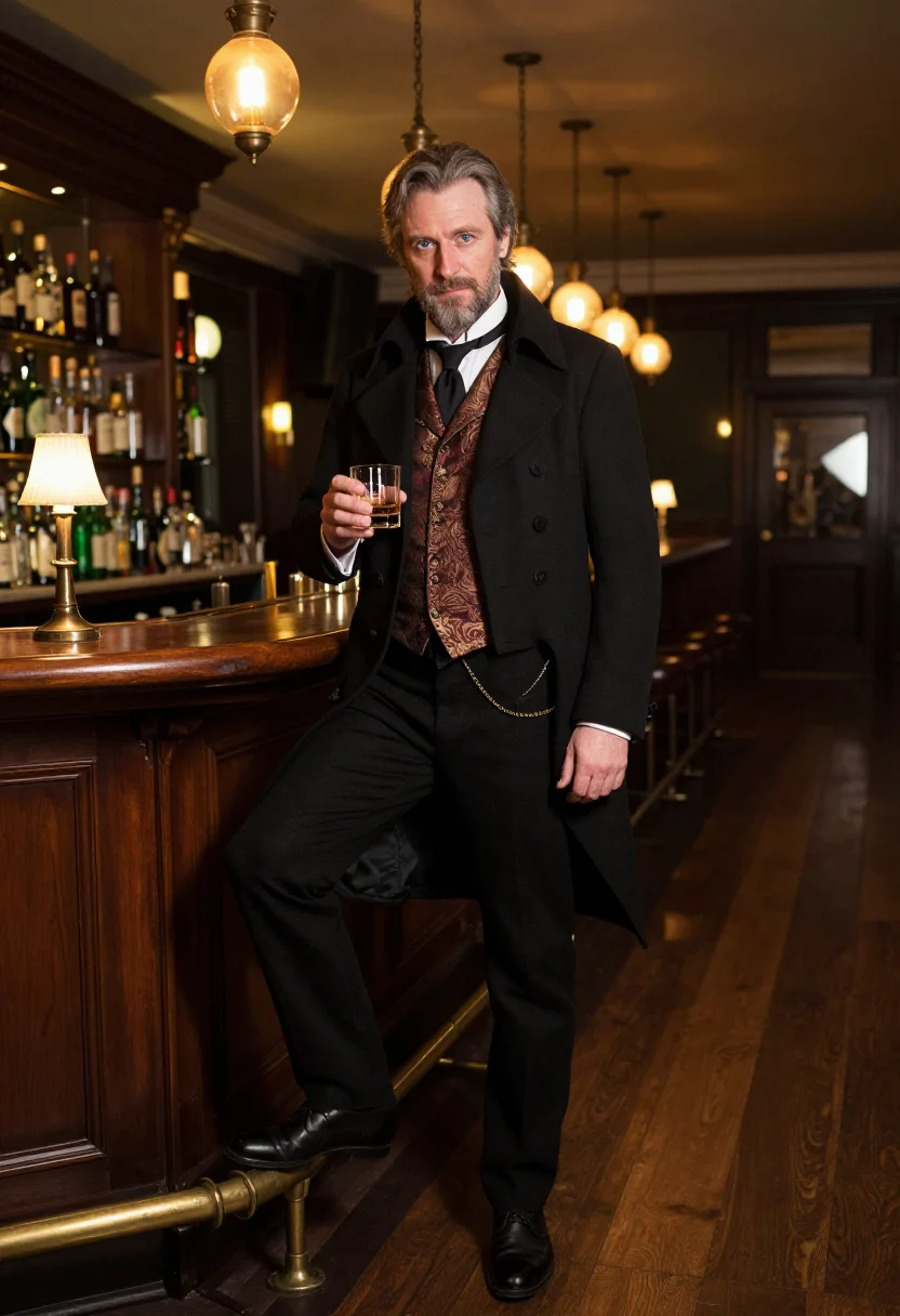 AI saloon gambler sample — portrait of a man, full-length portrait of a Western-Europea