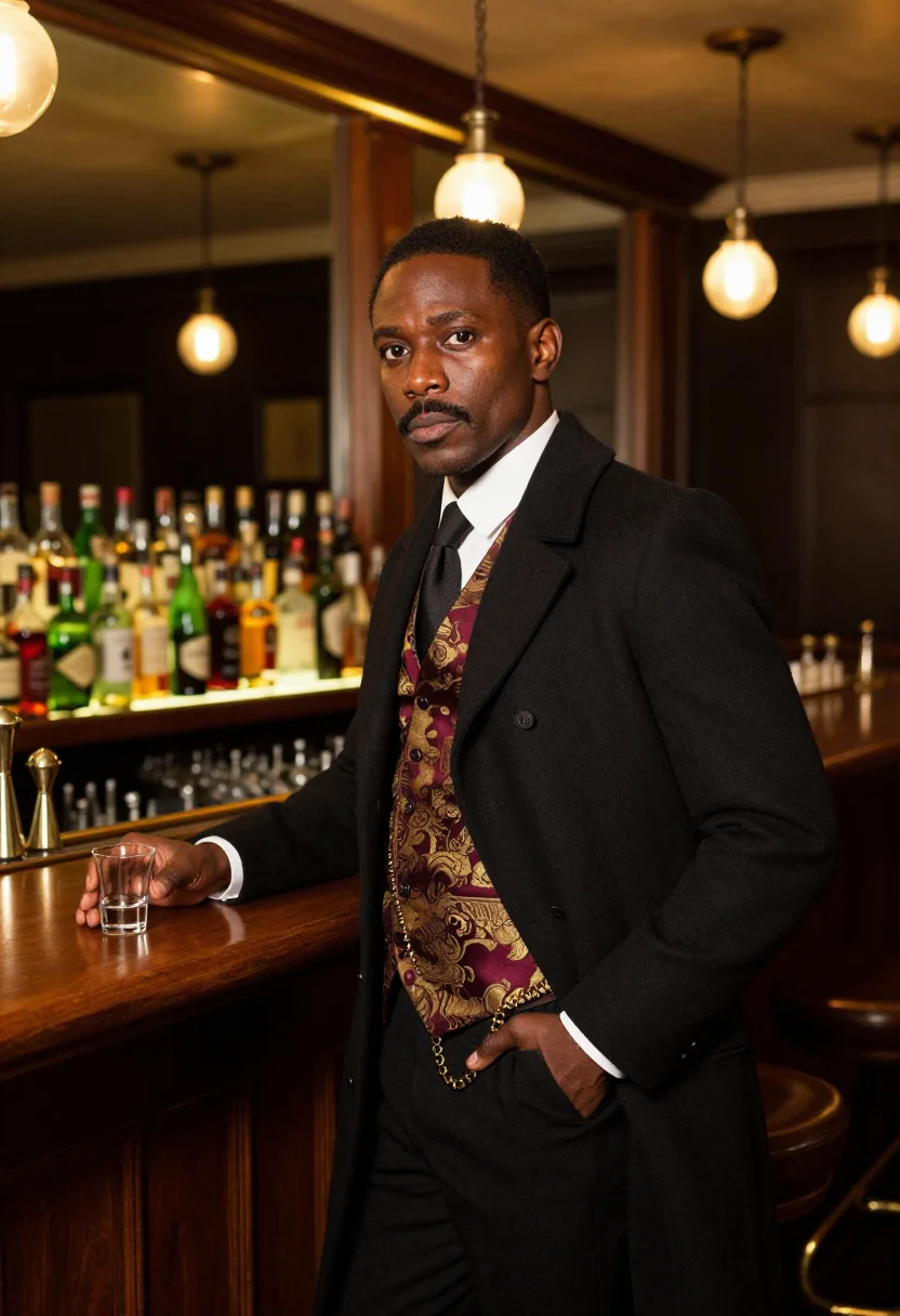 AI saloon gambler sample — portrait of a man, half-length portrait of an African-Americ