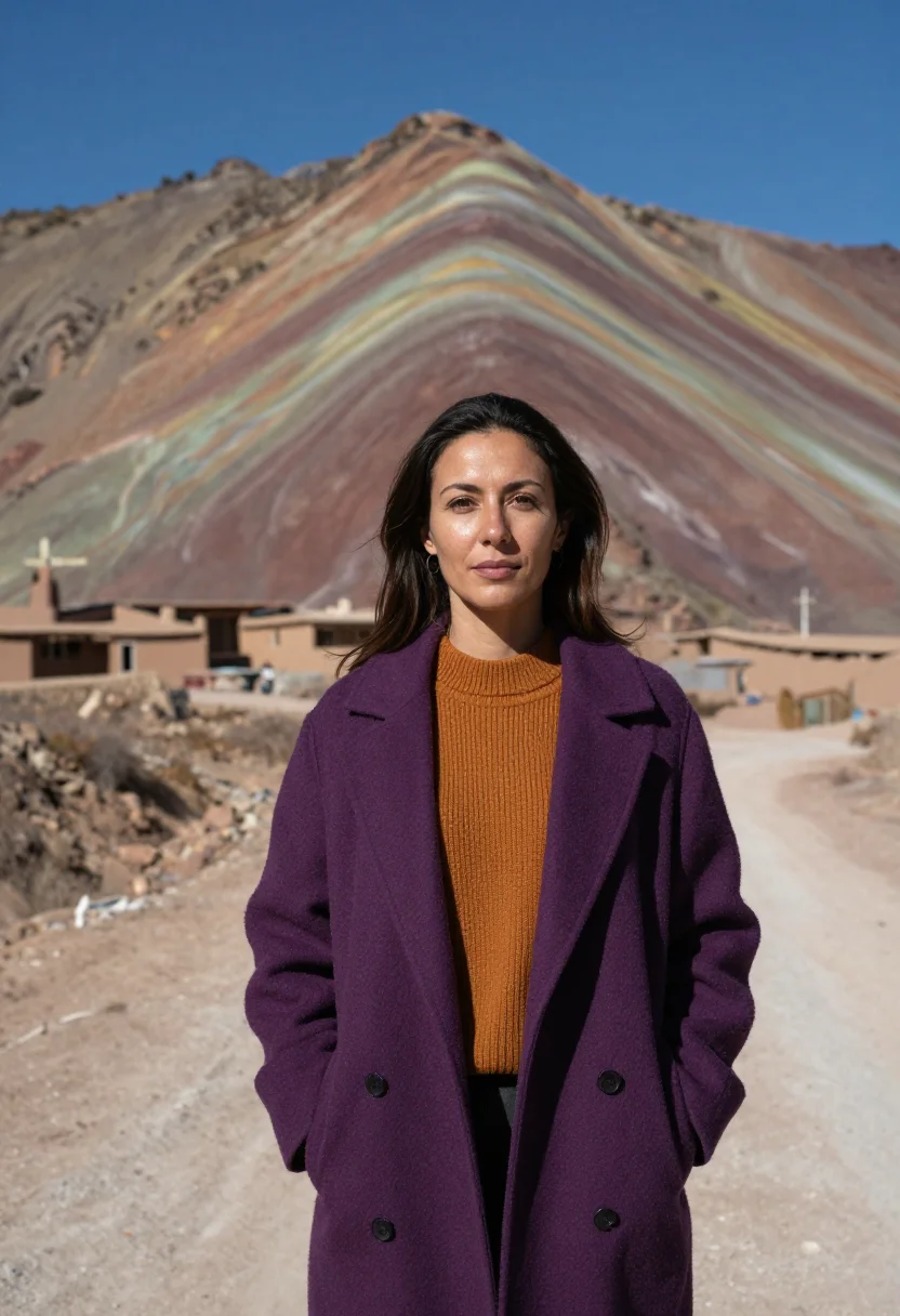 AI salta geologist rainbow mountain palette sample — portrait of a woman, a Mediterranean geologist in her early
