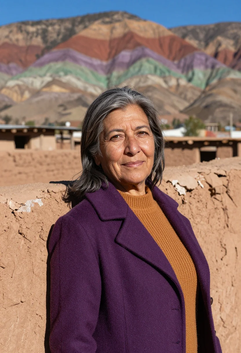 AI salta geologist rainbow mountain palette sample — portrait of a woman, an Argentine geologist of Italian desce
