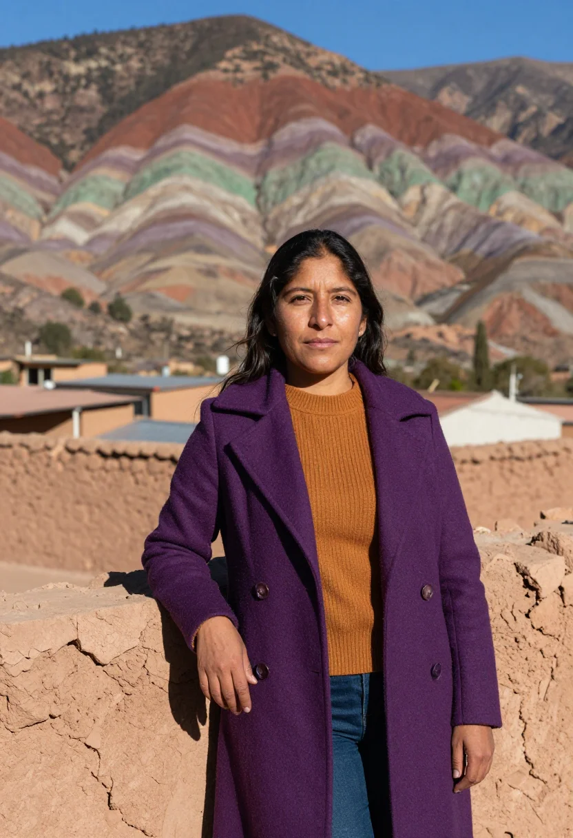 AI salta geologist rainbow mountain palette sample — portrait of a woman, a mestiza Argentine geologist in her mi