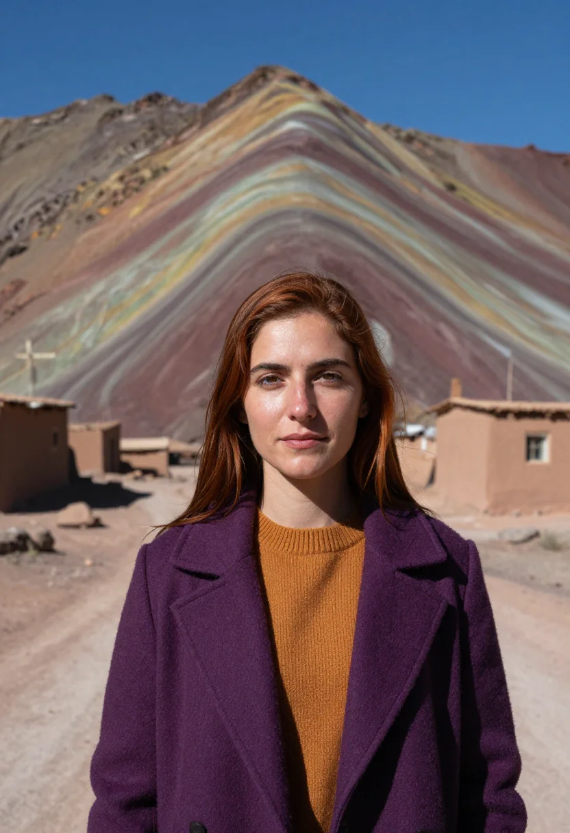AI salta geologist rainbow mountain palette sample — portrait of a woman, an Argentine geologist of Spanish desce
