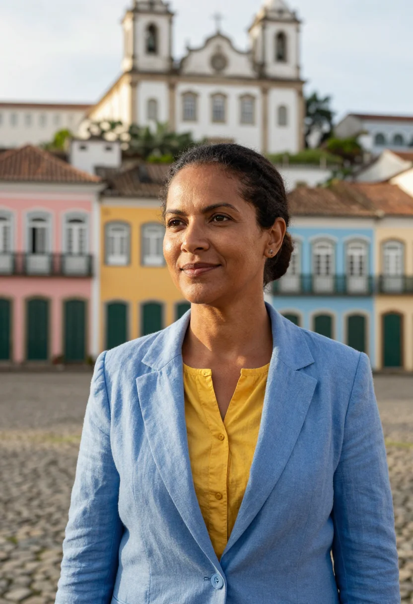 AI salvador pelourinho architect colonial palette sample — portrait of a woman, a Brazilian architect of mixed African