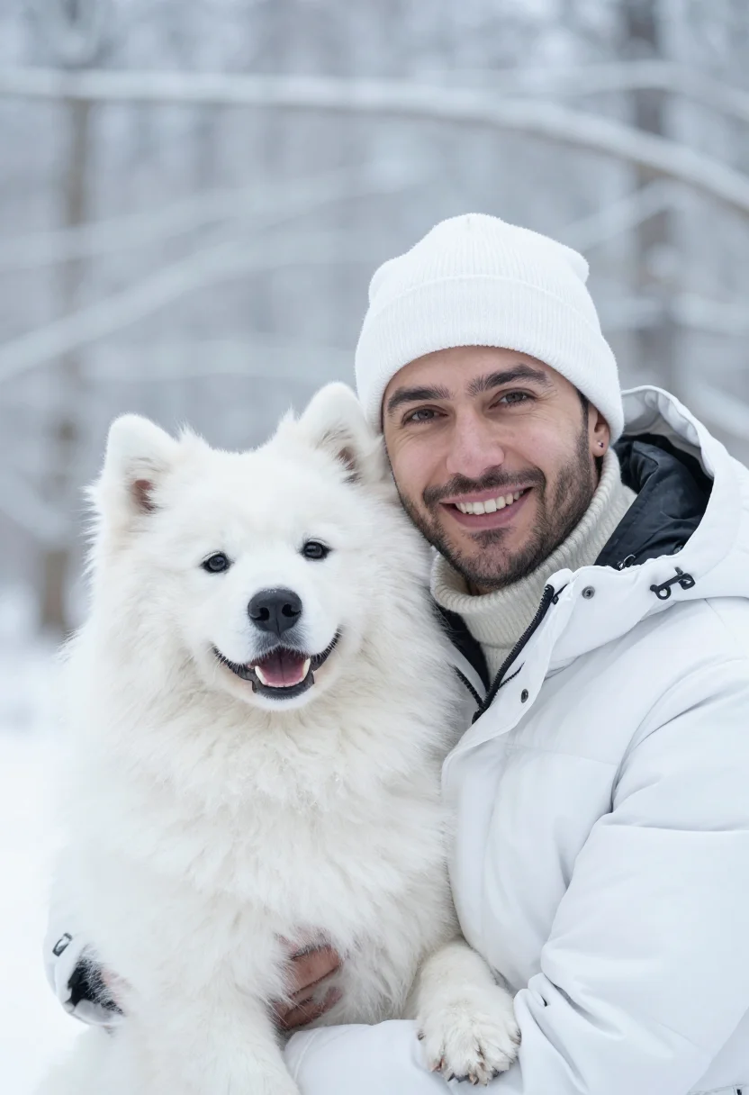 AI samoyed snow white sample — portrait of a man, head-and-shoulders portrait of a Mediterr