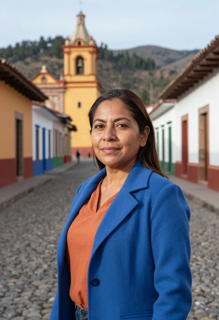 AI san cristobal de las casas doctor highland pastel sample — portrait of a woman, a Mexican doctor in her mid-forties wit
