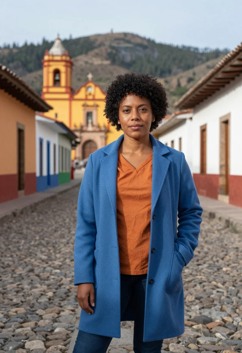 AI san cristobal de las casas doctor highland pastel sample — portrait of a woman, an Afro-Mexican doctor in her early for