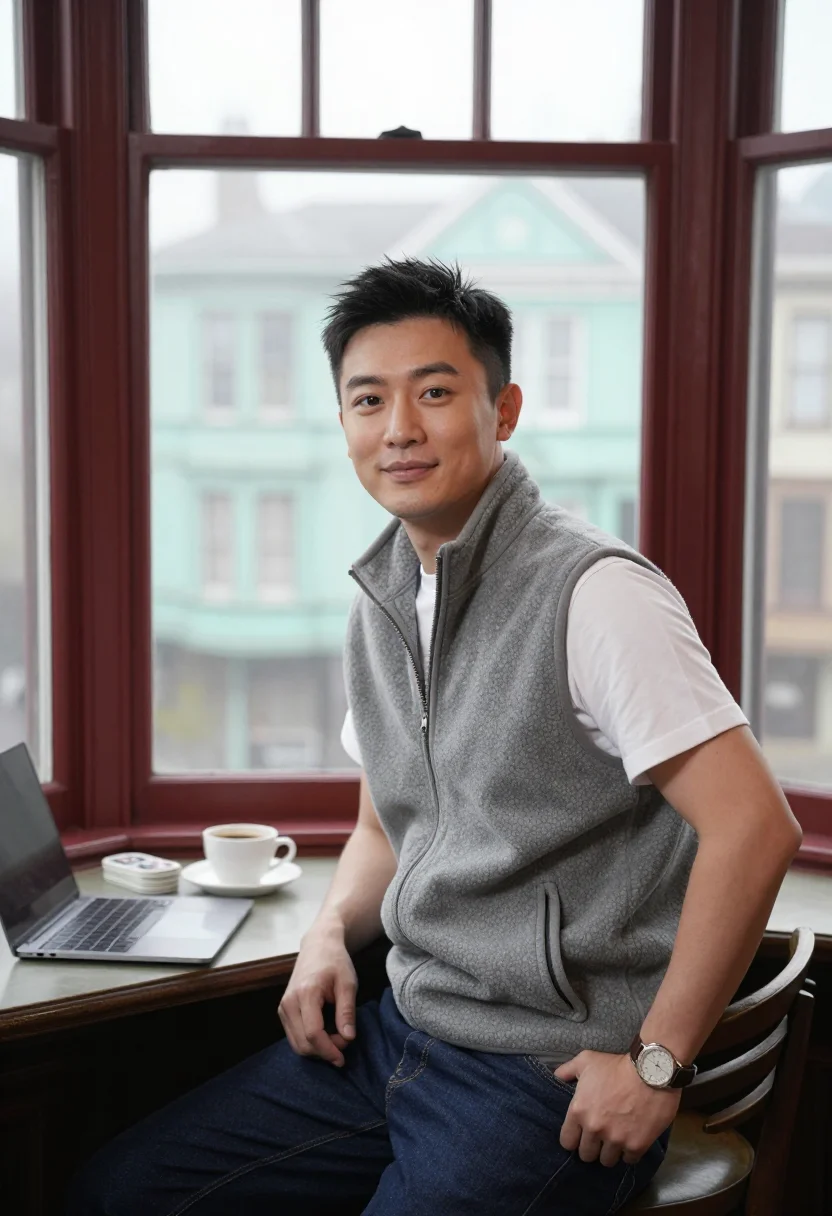 AI san francisco founder sample — portrait of a man, head-and-shoulders portrait of an East-As
