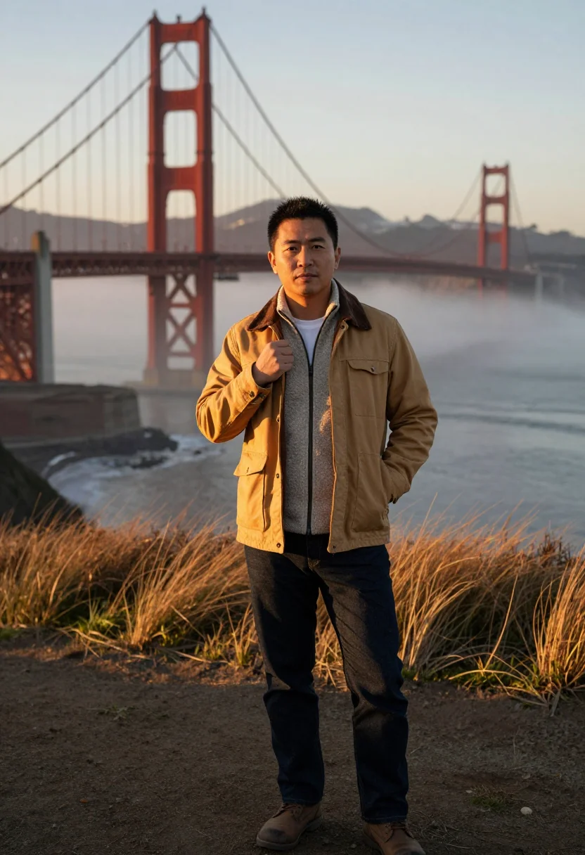 AI san francisco founder sample — portrait of a man, half-length portrait of an East-Asian man