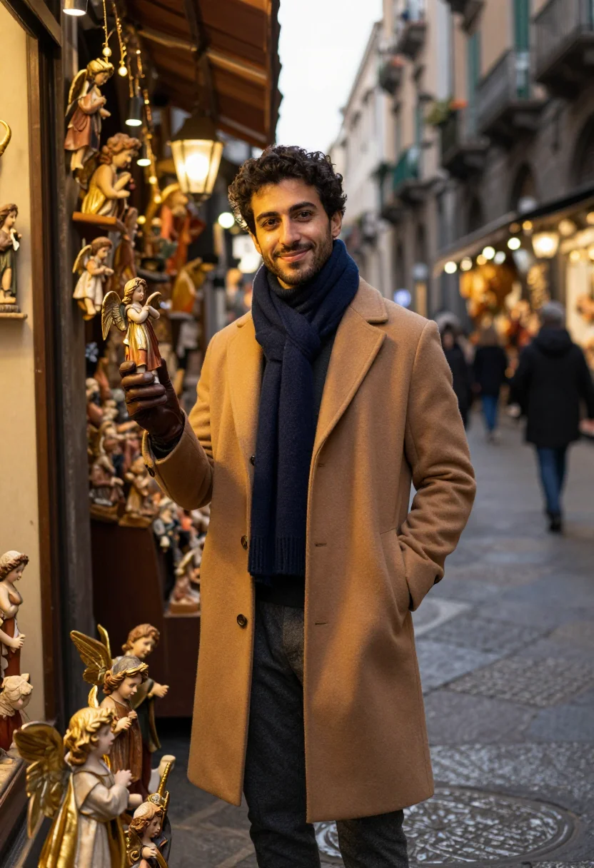 AI san gregorio armeno sample — portrait of a man, a Neapolitan man in his early thirties wi