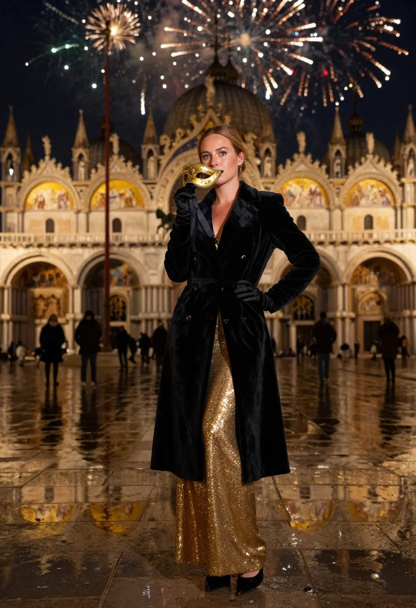 AI san marco capodanno sample — portrait of a woman, full-length three-quarter portrait of a