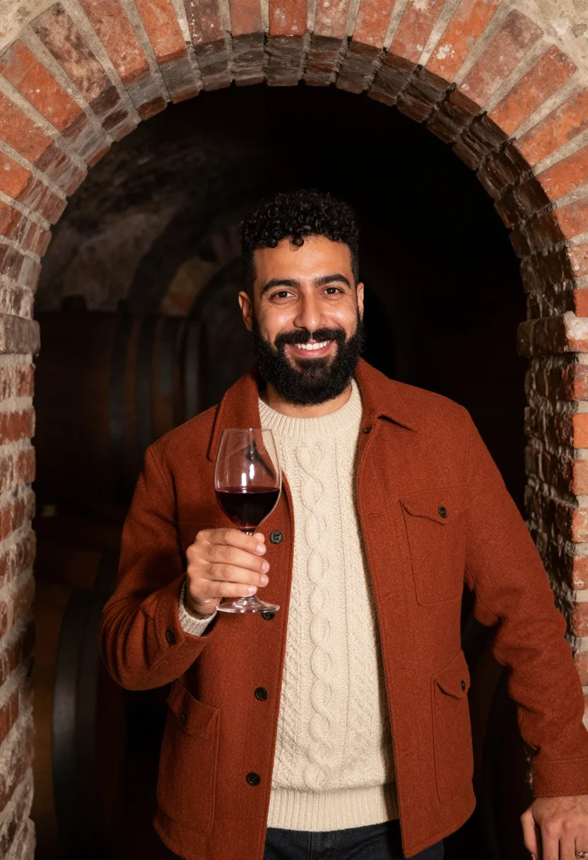 AI san martino vino novello rust sample — portrait of a man, framed half-length from the head to the h