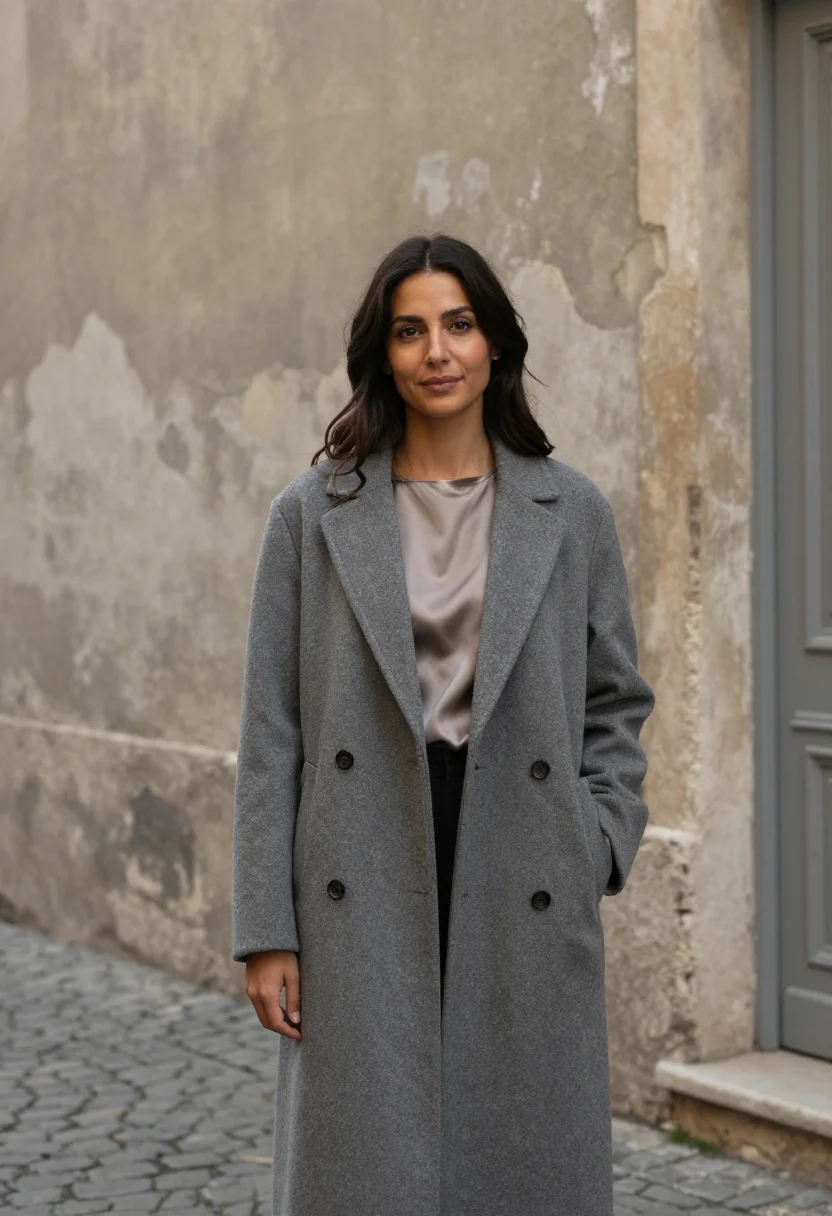 AI san telmo antiques dealer cobble grey sample — portrait of a woman, an antiques dealer in her mid-thirties