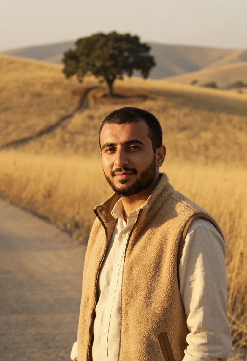 AI sand hill road vc golden hills sample — portrait of a man, chest-up portrait of an Iranian-American
