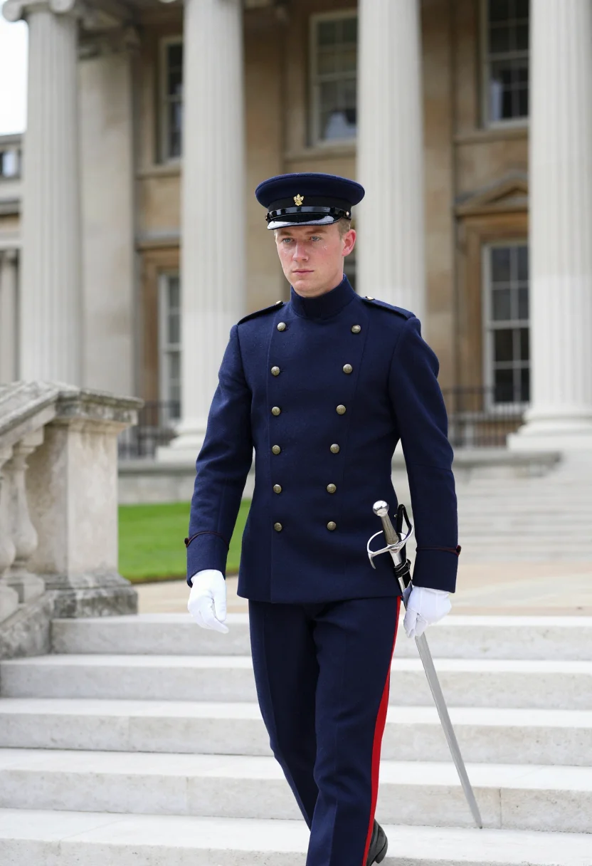 AI sandhurst commissioning sample — portrait of a man, three-quarter-length portrait of a Wester