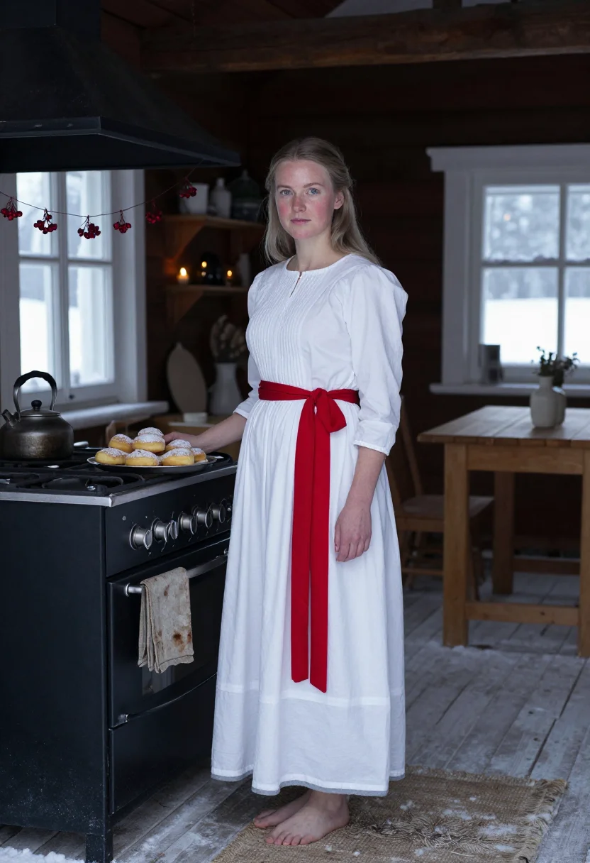 AI sankta lucia sample — portrait of a woman, full-length portrait of a Swedish woman