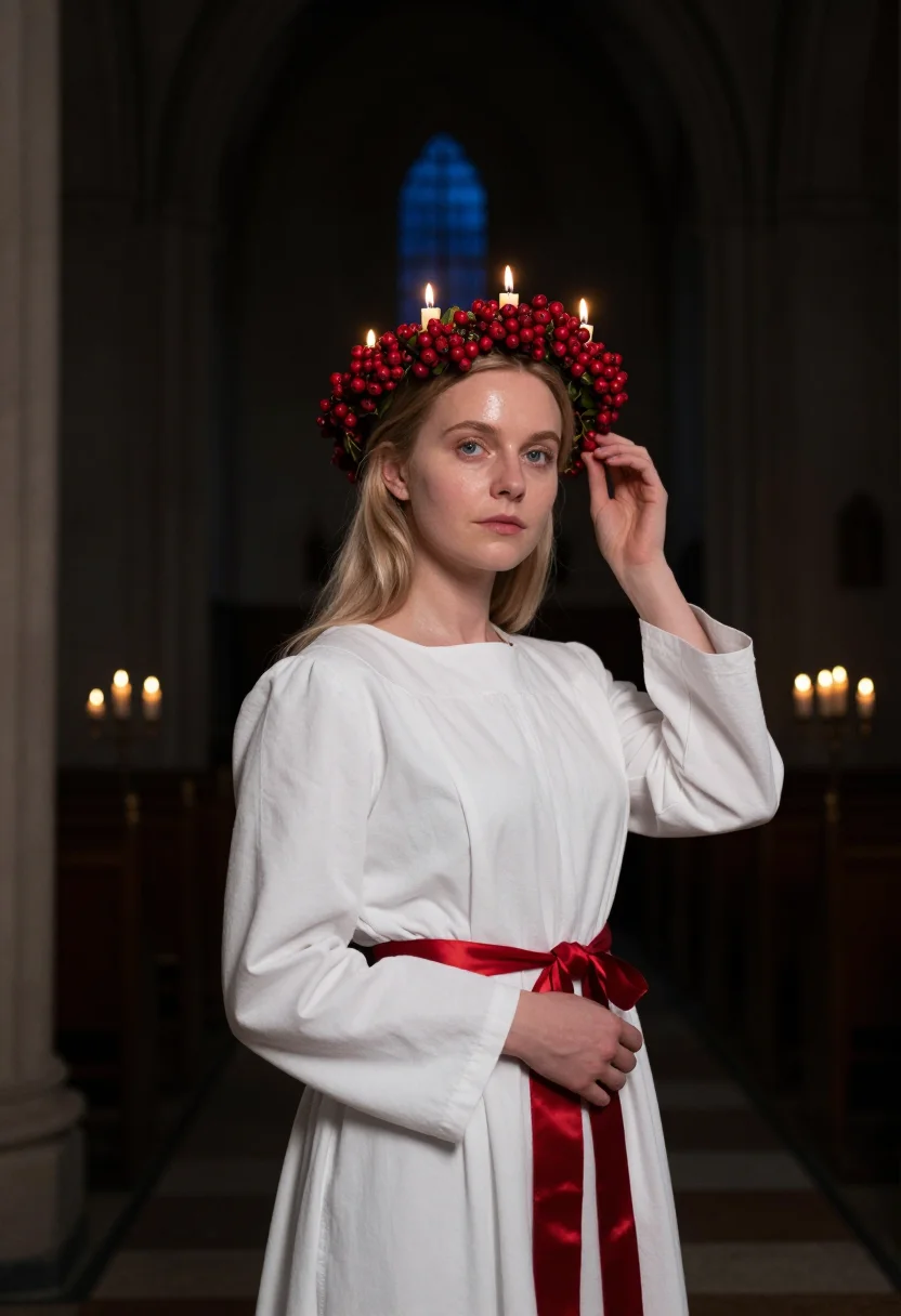 AI sankta lucia sample — portrait of a woman, close half-length portrait of a Swedish
