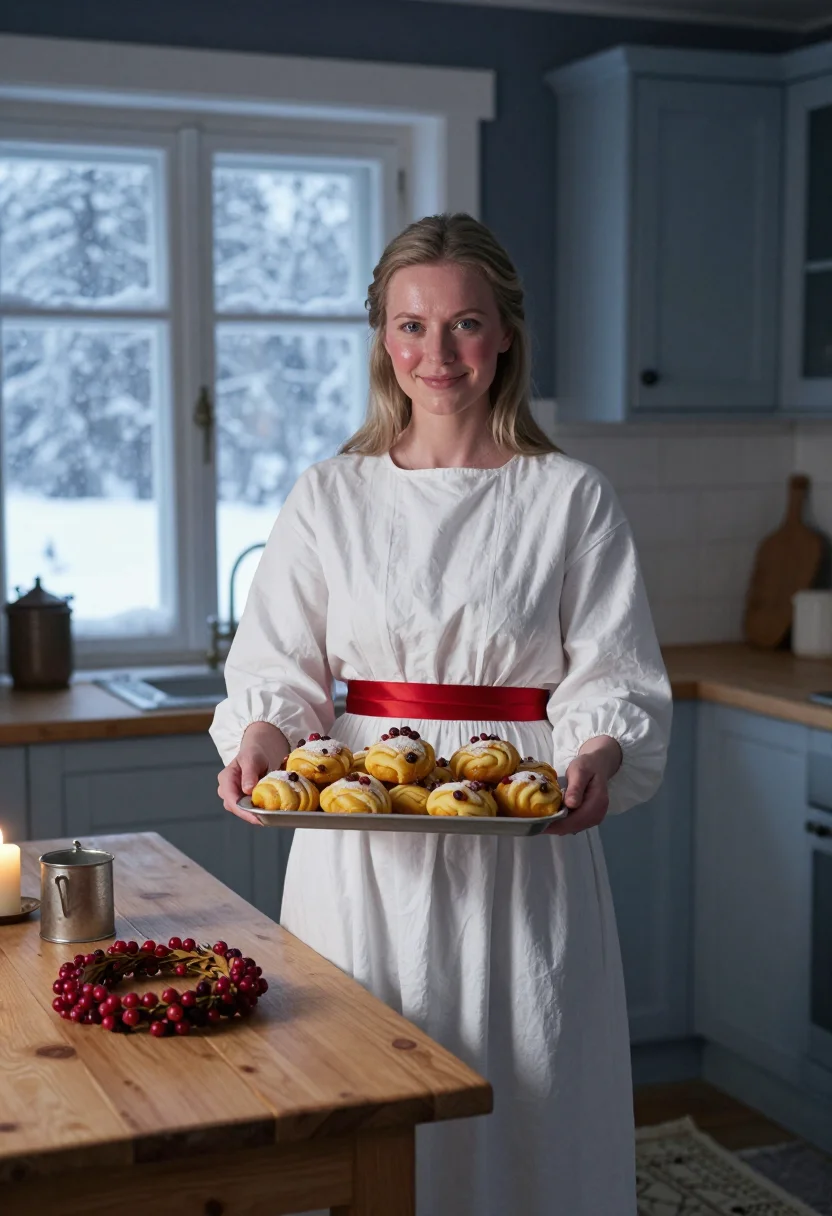 AI sankta lucia sample — portrait of a woman, half-length portrait of a Swedish woman