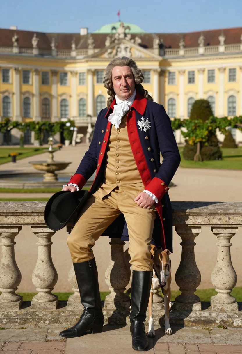 AI sanssouci sample — portrait of a man, half-length seated portrait of a Western-