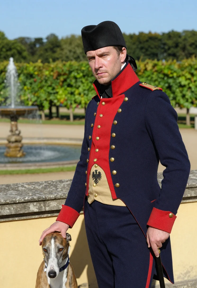 AI sanssouci sample — portrait of a man, waist-up over-shoulder portrait of a West
