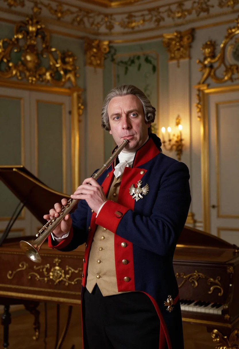 AI sanssouci sample — portrait of a man, waist-up standing portrait of a Western-E