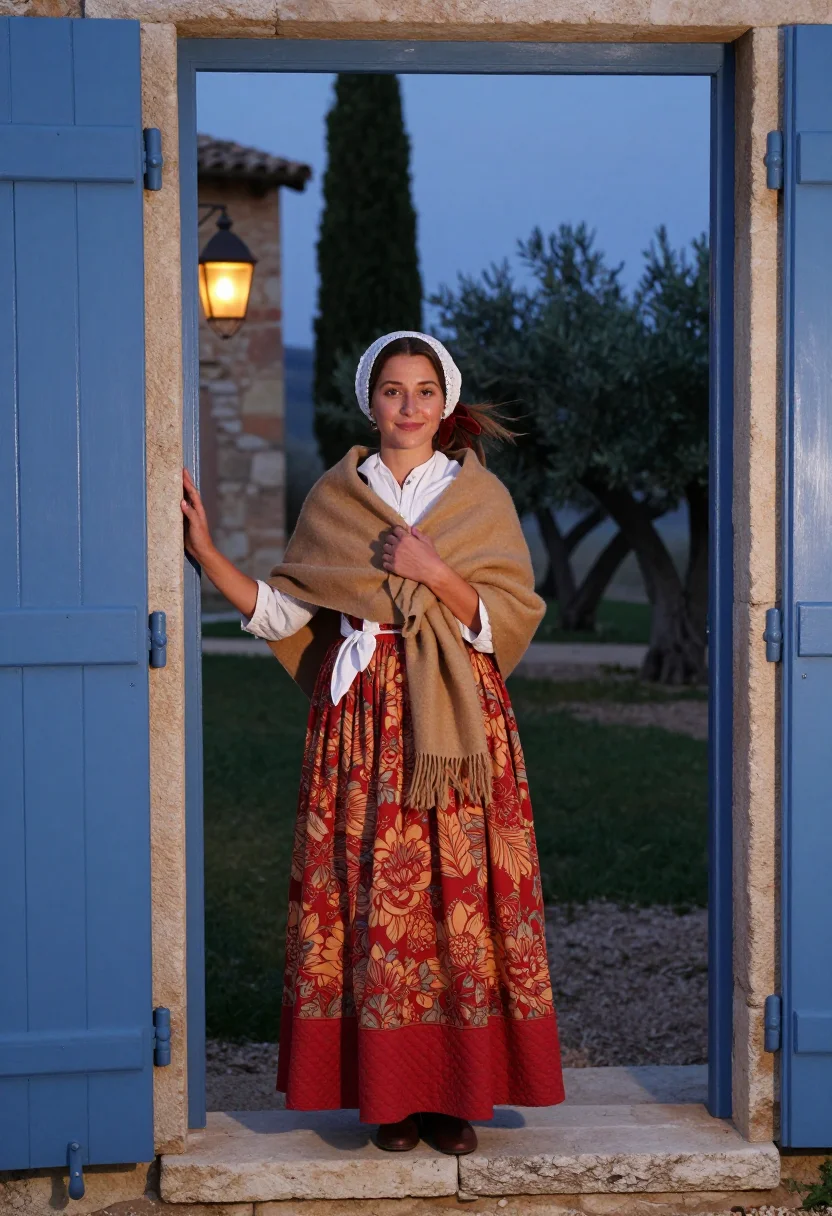 AI santons de provence sample — portrait of a woman, knee-up portrait of a Provençal woman i