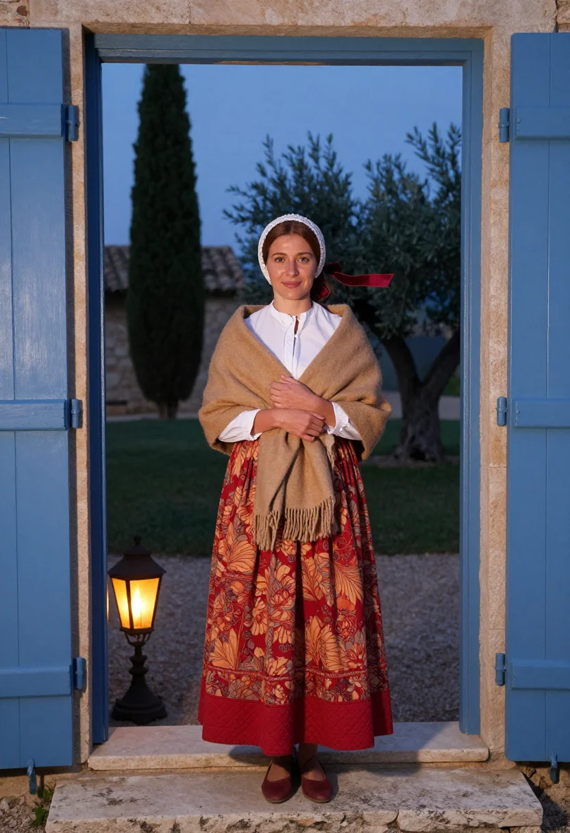 AI santons de provence sample — portrait of a woman, full-length frontal portrait of a Prove