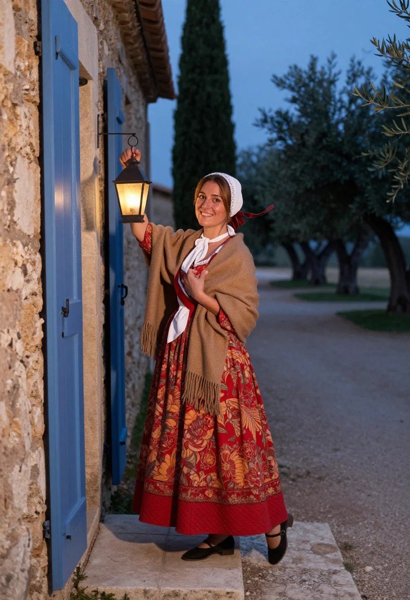 AI santons de provence sample — portrait of a woman, full-length three-quarter portrait of a