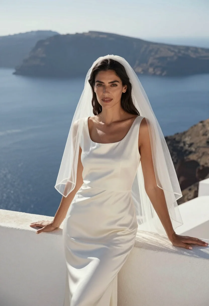 AI santorini bride sample — portrait of a woman, half-length portrait of a Mediterranean