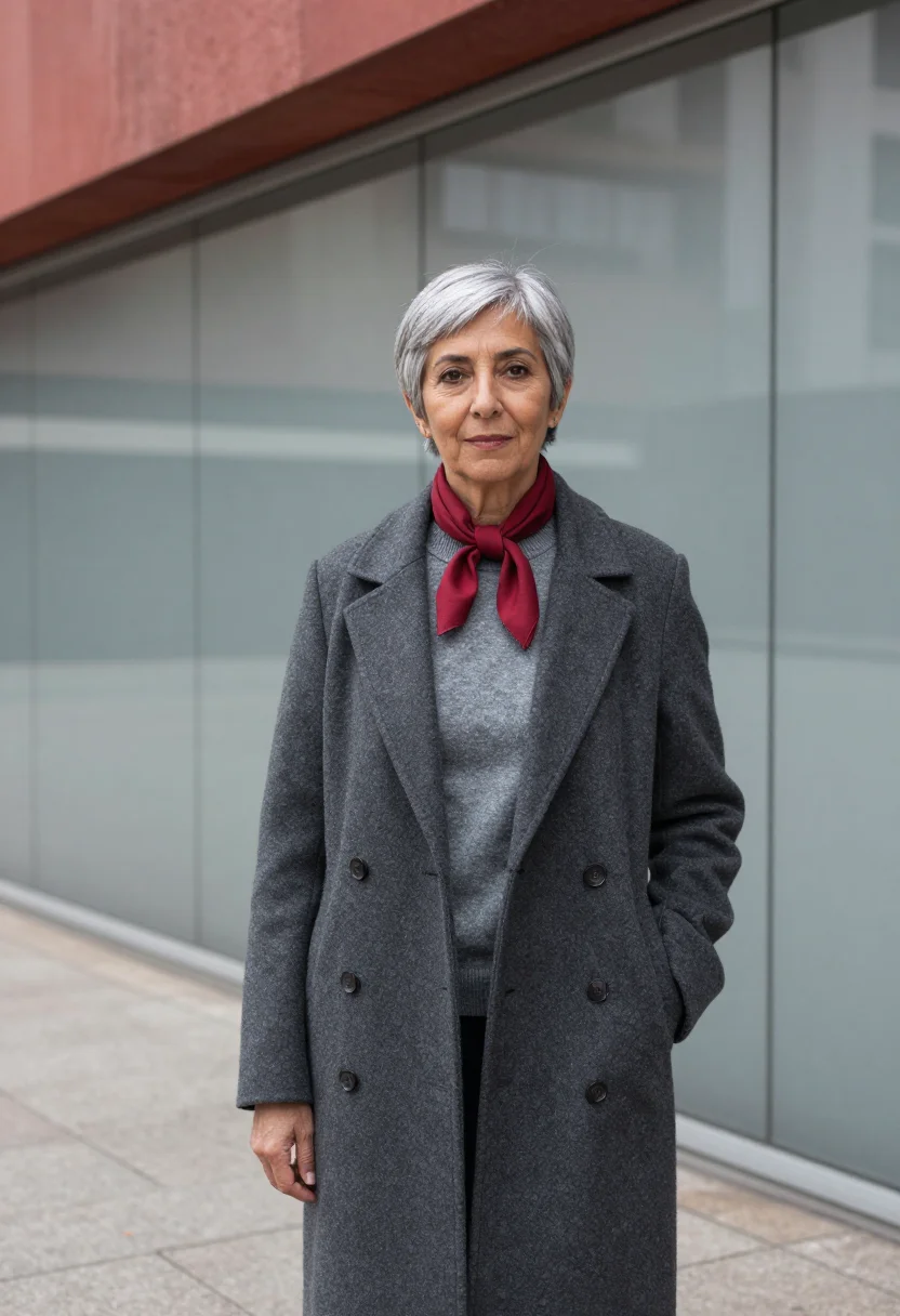AI sao paulo art museum curator red beam sample — portrait of a woman, a curator in her fifties of Portuguese