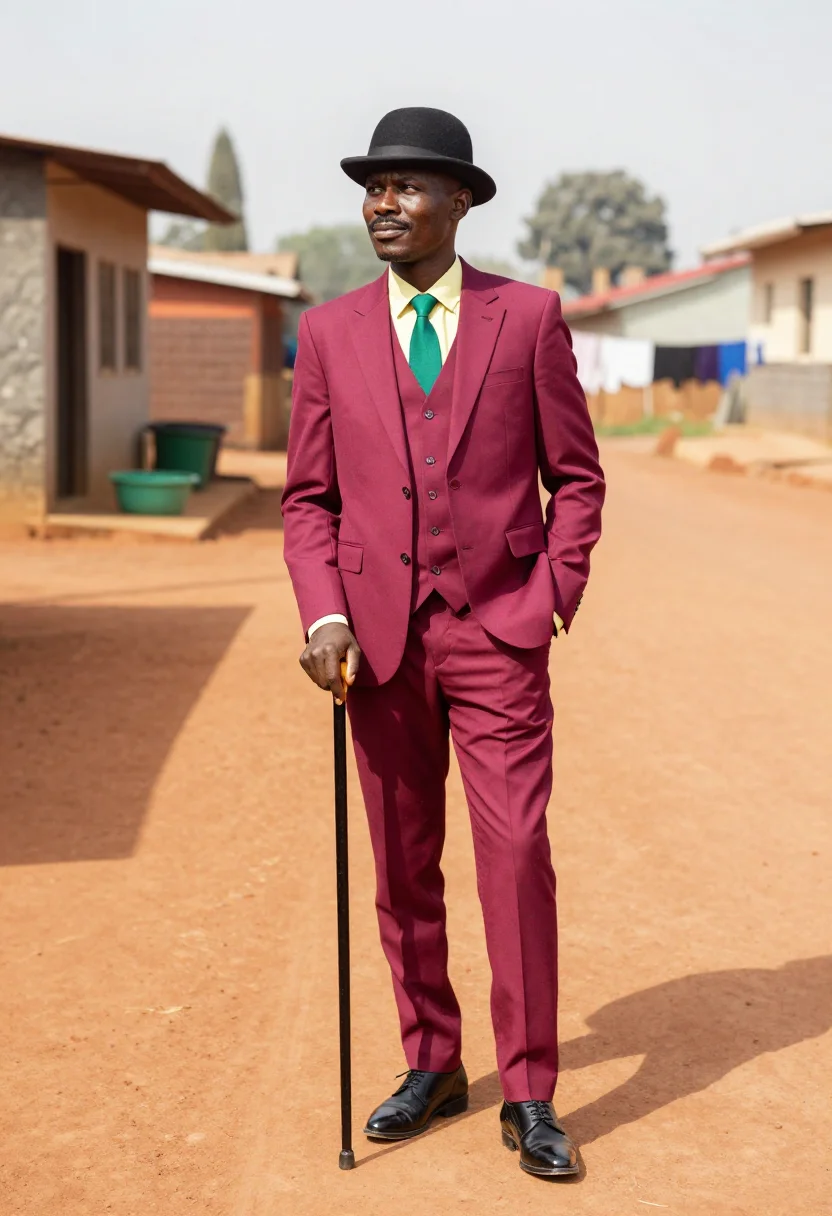 AI sapeur kinshasa sample — portrait of a man, three-quarter-length portrait of a Congol
