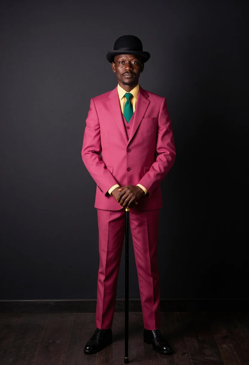 AI sapeur kinshasa sample — portrait of a man, full-length standing portrait of a Congol
