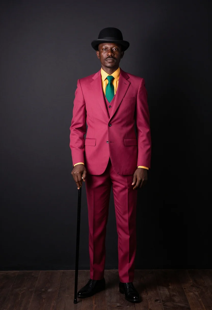 AI sapeur kinshasa sample — portrait of a man, three-quarter-length standing portrait of