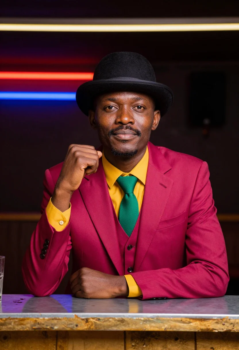 AI sapeur kinshasa sample — portrait of a man, chest-up portrait of a Congolese man in h