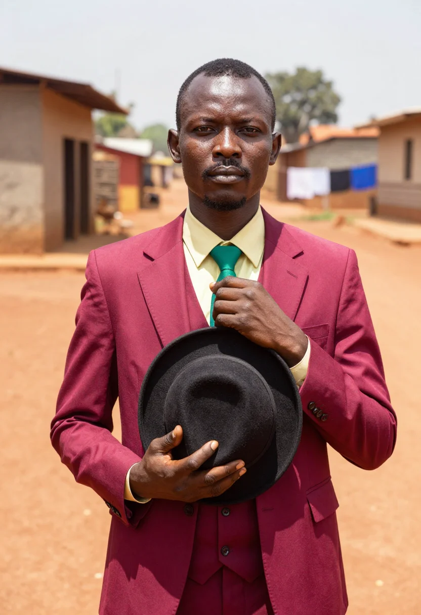 AI sapeur kinshasa sample — portrait of a man, chest-up portrait of a Congolese man in h