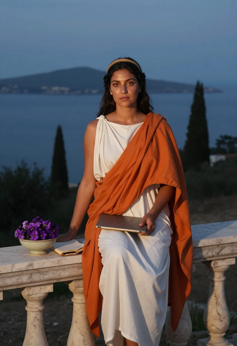 AI sappho sample — portrait of a woman, three-quarter-length portrait of a Gree