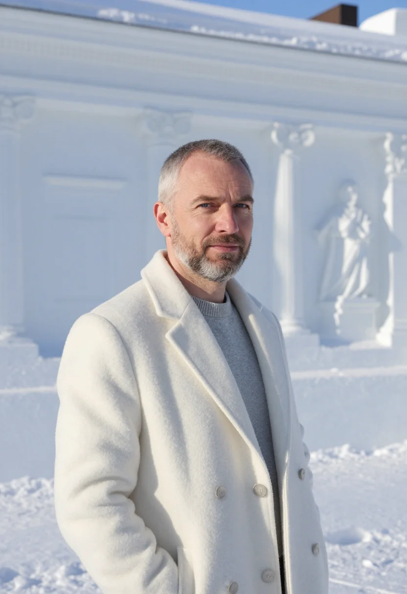 AI sapporo snow engineer ice white sample — portrait of a man, a German civil engineer in his early fift