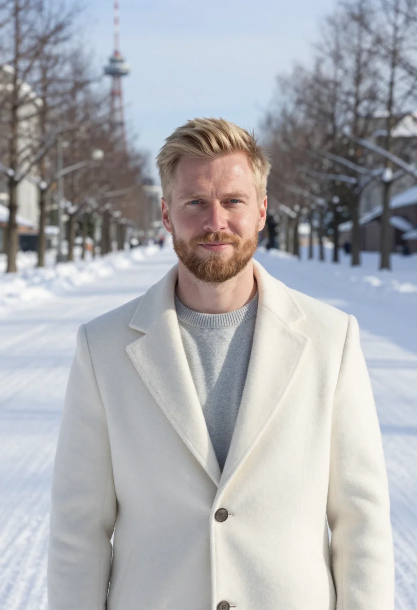 AI sapporo snow engineer ice white sample — portrait of a man, a Norwegian civil engineer in his early f