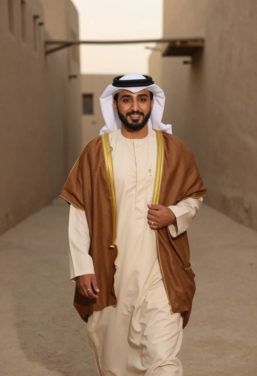 AI saudi thobe bisht sample — portrait of a man, half-length portrait of a Gulf-Arab man i