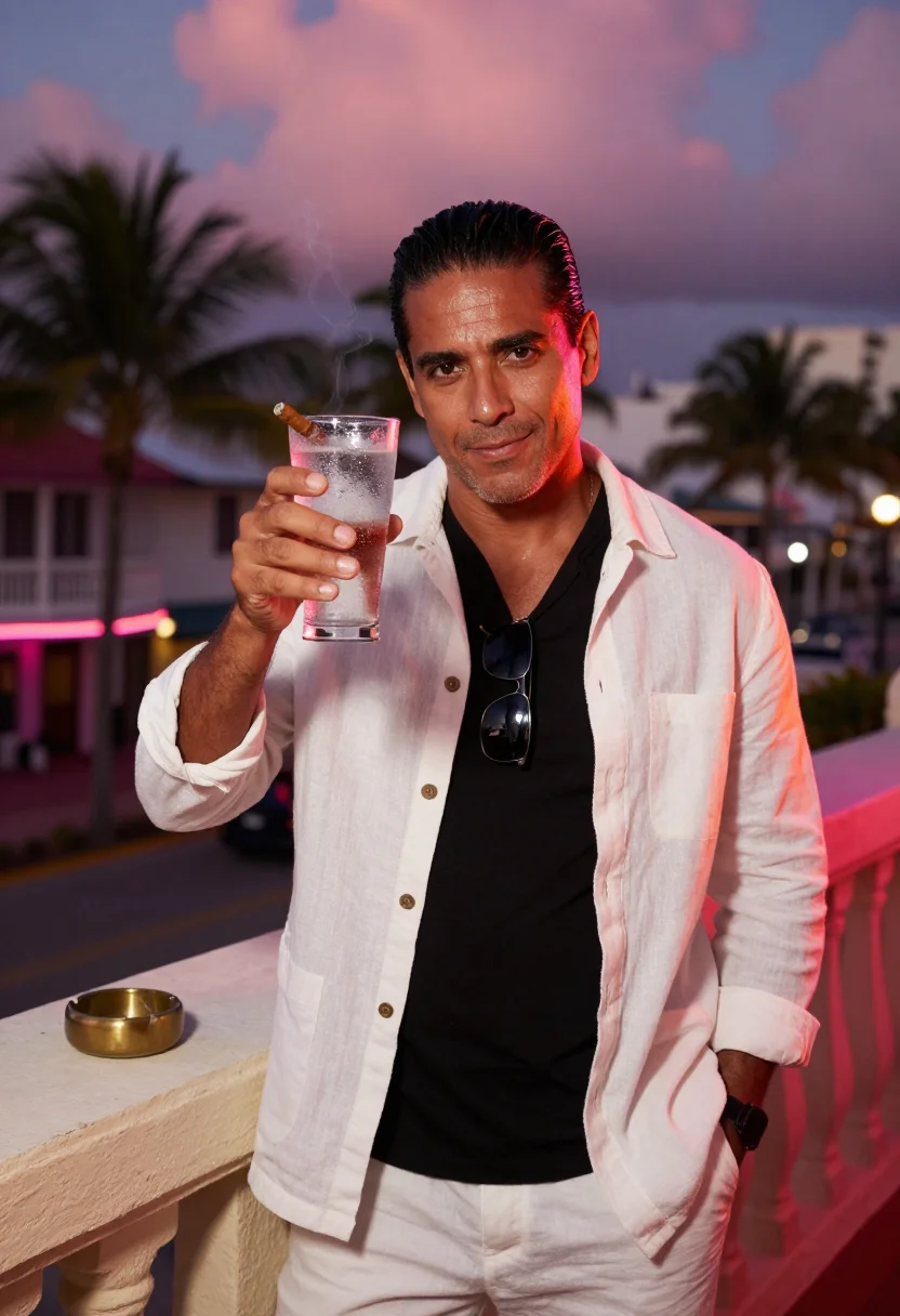 AI scarface miami sample — portrait of a man, half-length portrait of a Cuban-American