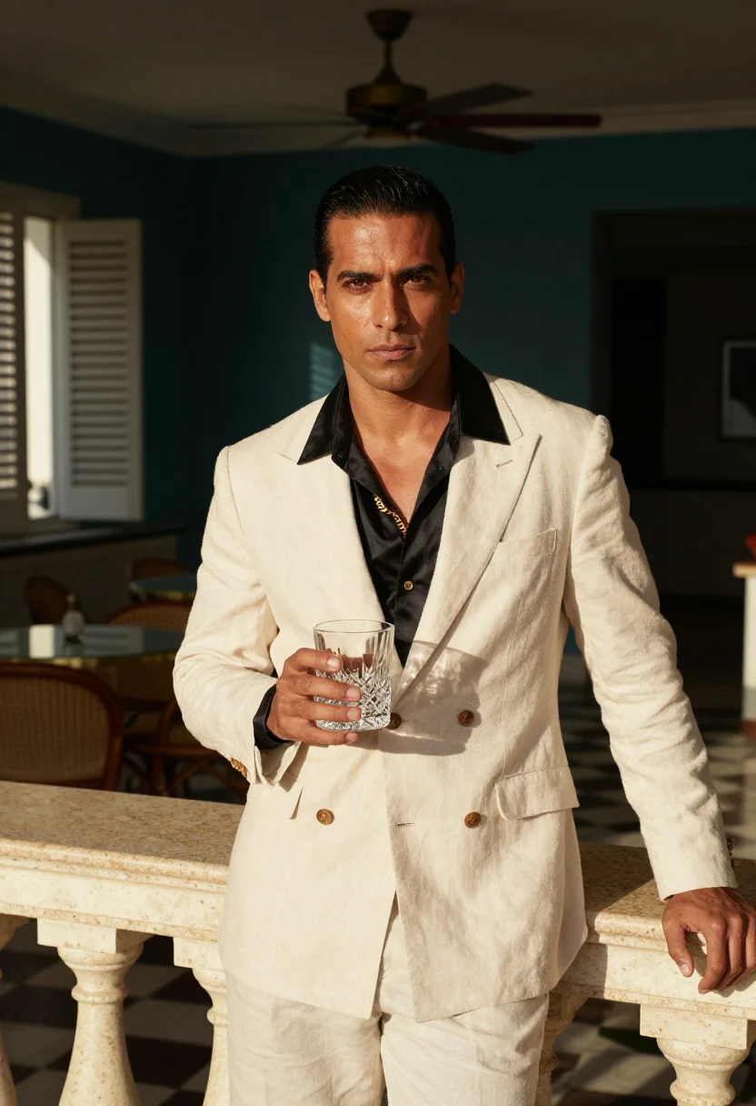 AI scarface miami sample — portrait of a man, half-length portrait of a Cuban-American