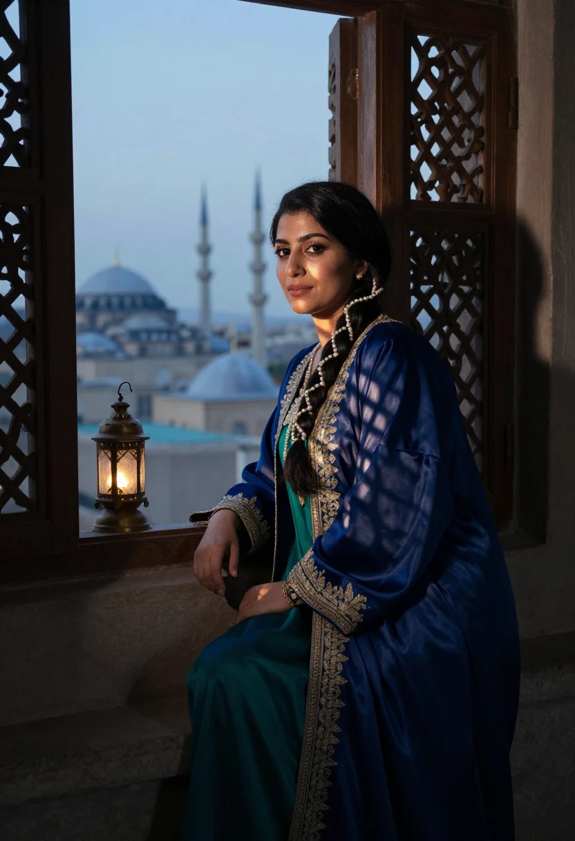 AI scheherazade conteuse sample — portrait of a woman, three-quarter-length portrait of a Pers